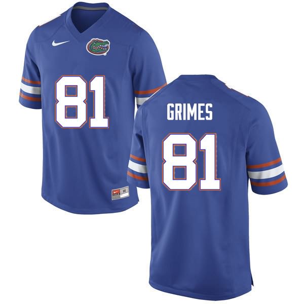 Men's NCAA Florida Gators Trevon Grimes #81 Stitched Authentic Nike Blue College Football Jersey DWS2765BY